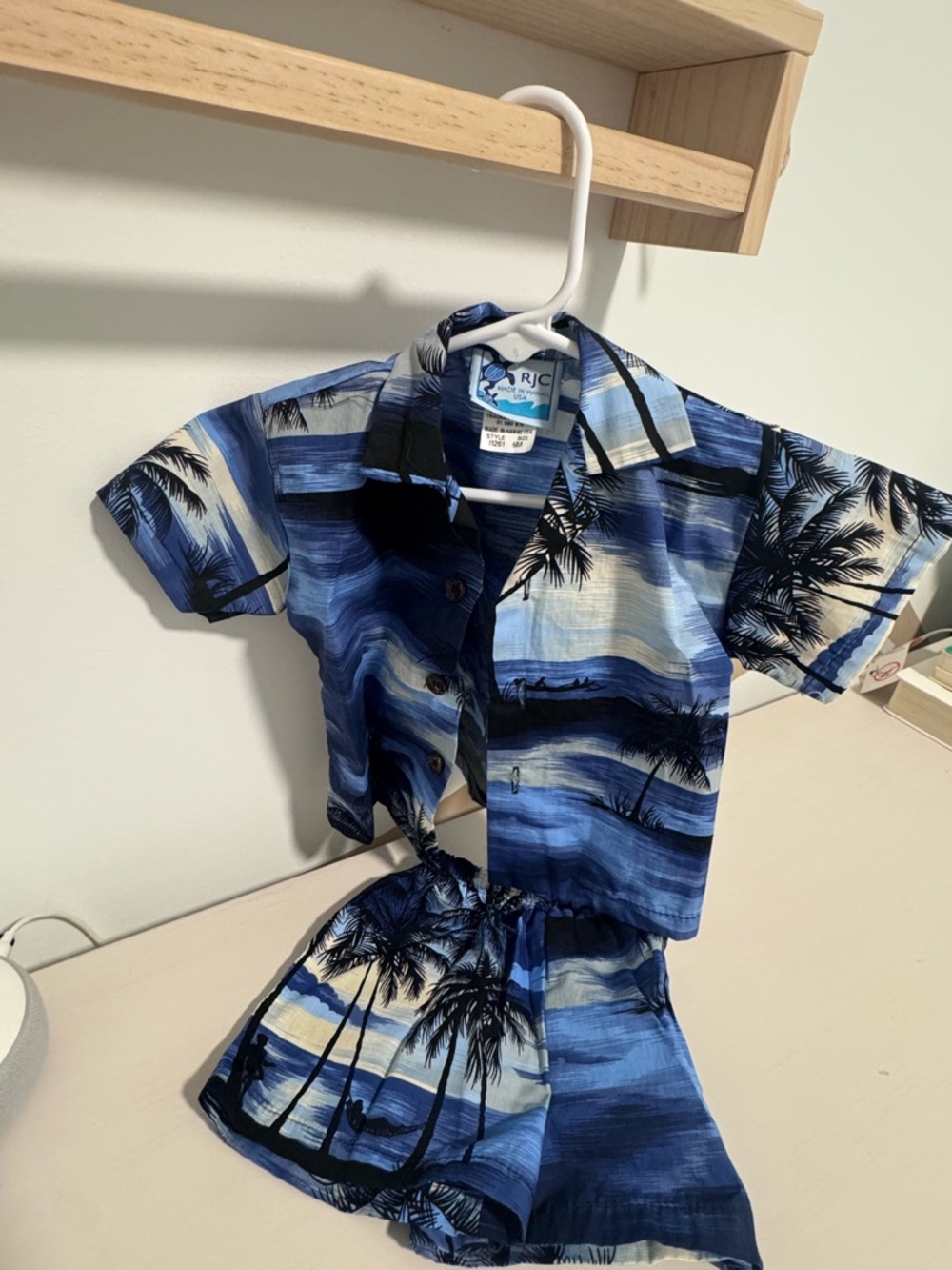 Blue Tropical Palm Two-Piece Set
